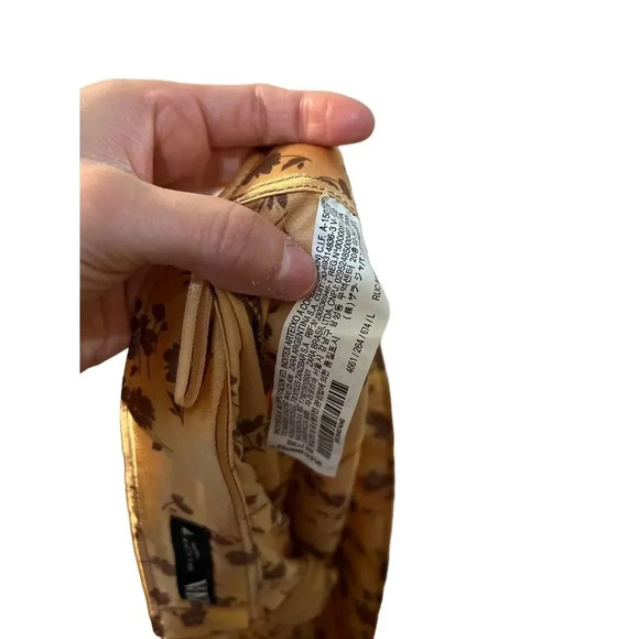 Zara Satin Floral High Waisted Midi Skirt size large - Picture 7 of 8